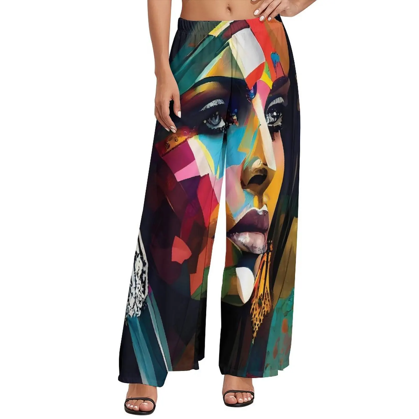 Character Women Pants High Waisted Beautiful Abstract Woman Casual Trousers Street Wear Design Wide Pants