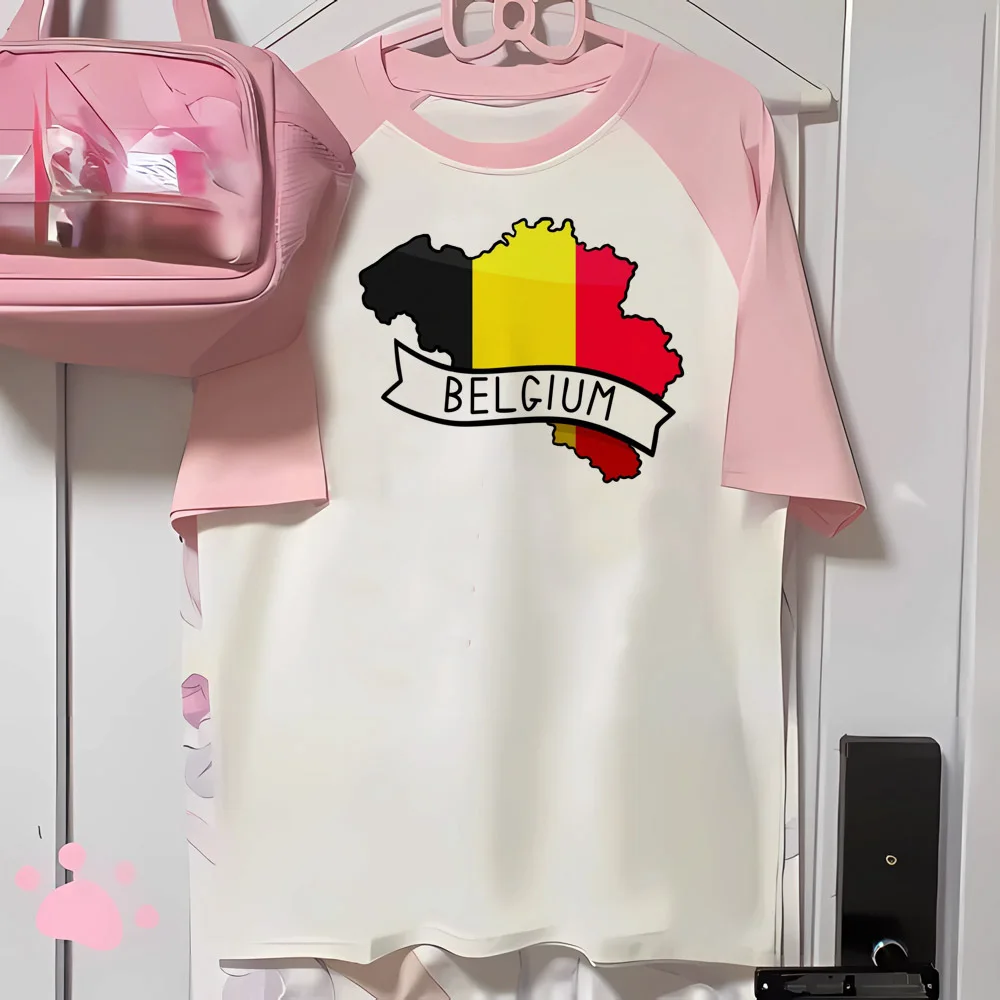 

Belgium t shirt women comfortable blend athleisure top girl designer clothes