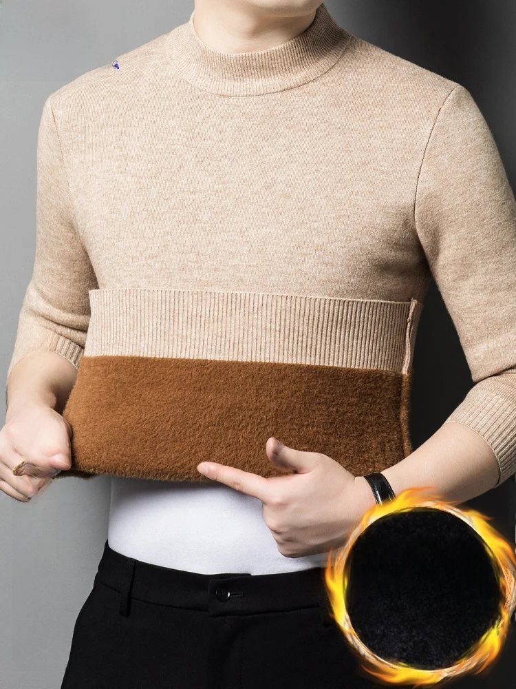 

Мужской вязаный шерстяной свитер Thiened f с высоким воротником, повседневный зимний теплый трикотаж, мягкая шерстяная смесь, длинный свек, повседневный Sle