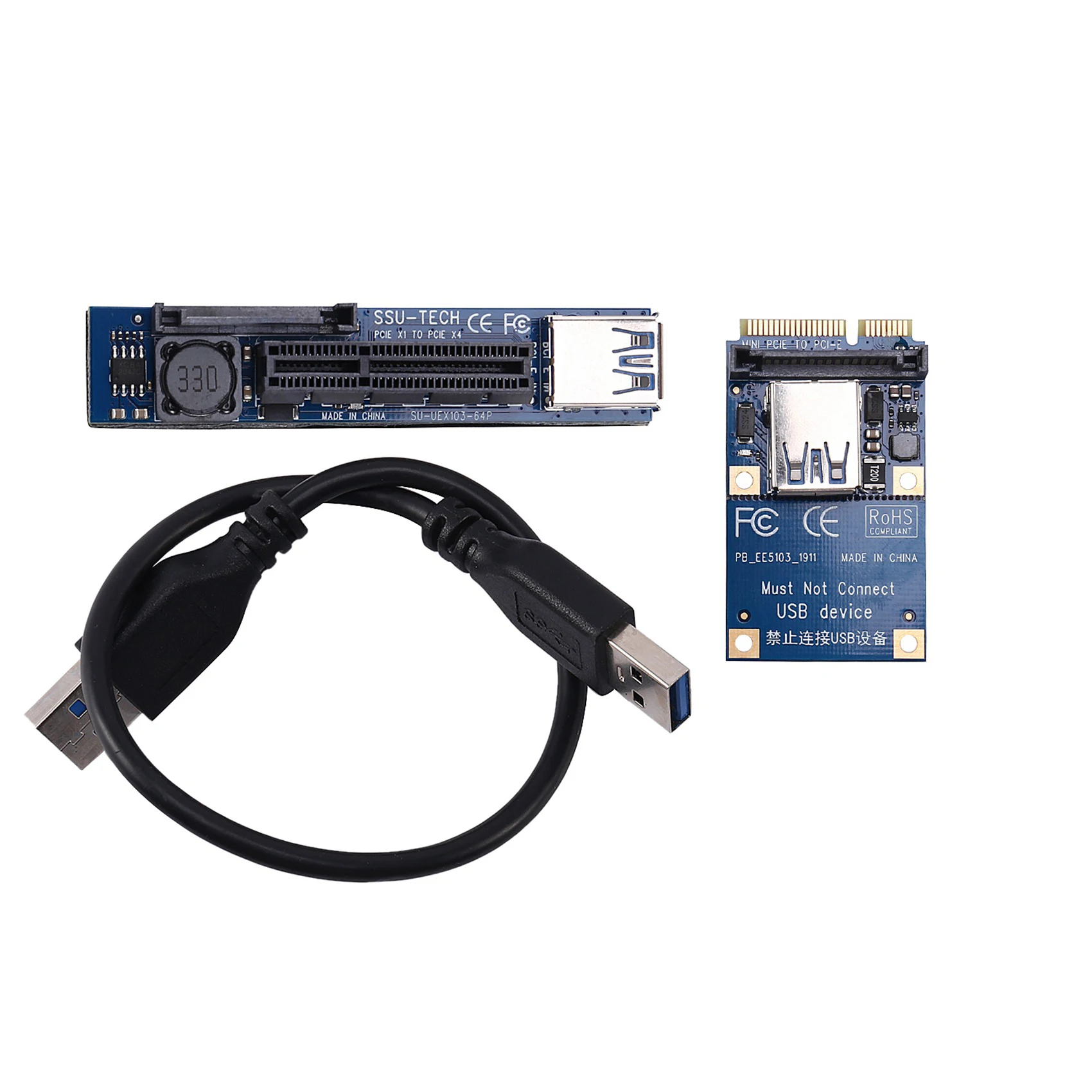 Mini PCIE to PCIE X4 Extension Adapter Riser Card PC Graphics Card Connector 30cm USB Cable PCIE Extender Riser Card