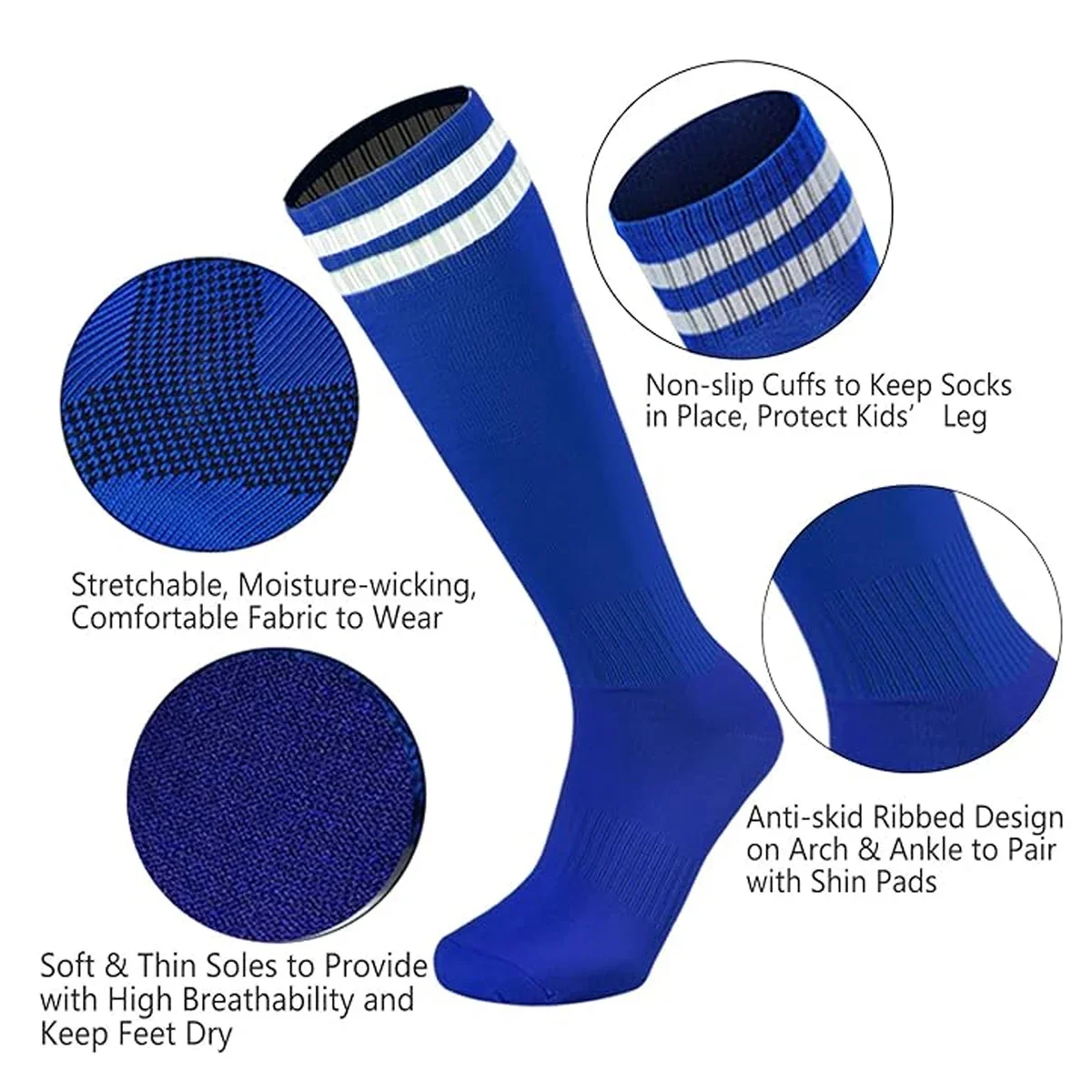 1Pair Soccer Socks Stripe Knee High Softball Baseball Team Sports Socks Breathable Football Socks for Men Women image 4