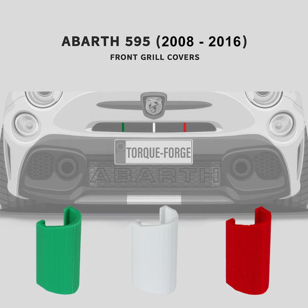 For Fiat Abarth Front Grill Clip-On 595 Series 3 Italian Tricolore 2008-2016 Car Grille Clip Decoration