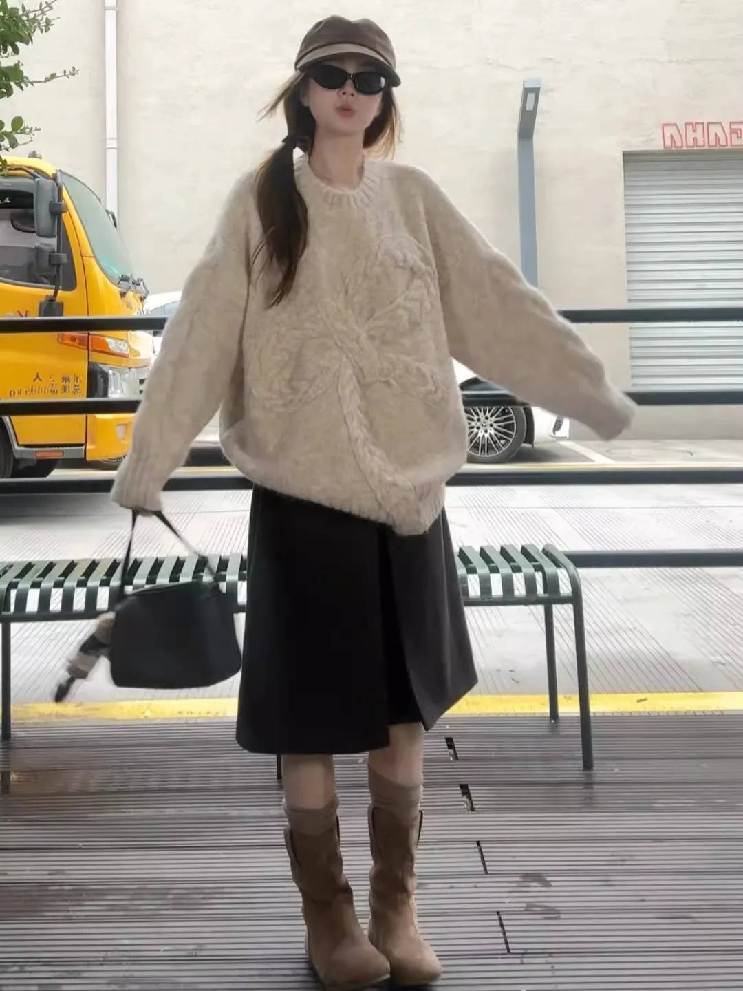 

Ele Lazy Sle Long Sve вязаный свитер женский Thiened свободного кроя с узлом осень-зима Новое поступление теплого цвета...