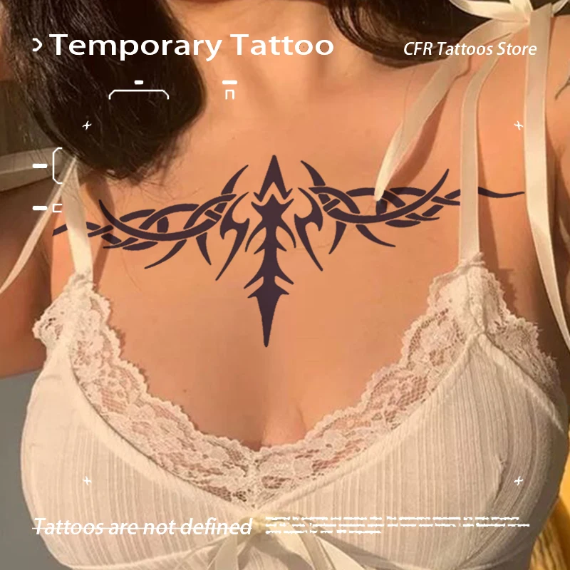 

Succubus Cross Heart Herbal Juice Tattoo Sticker Sexy Hotwife Chest Half Arm Waterproof Fake Temporary Tattoos Art Cheap Goods