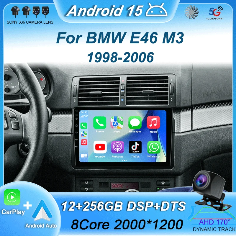 

Автомагнитола Carplay для BMW E46 M3 1998-2006, мультимедийный видеоплеер на Android 13, 2DIN, 4G + WIFI, GPS-навигация, стерео