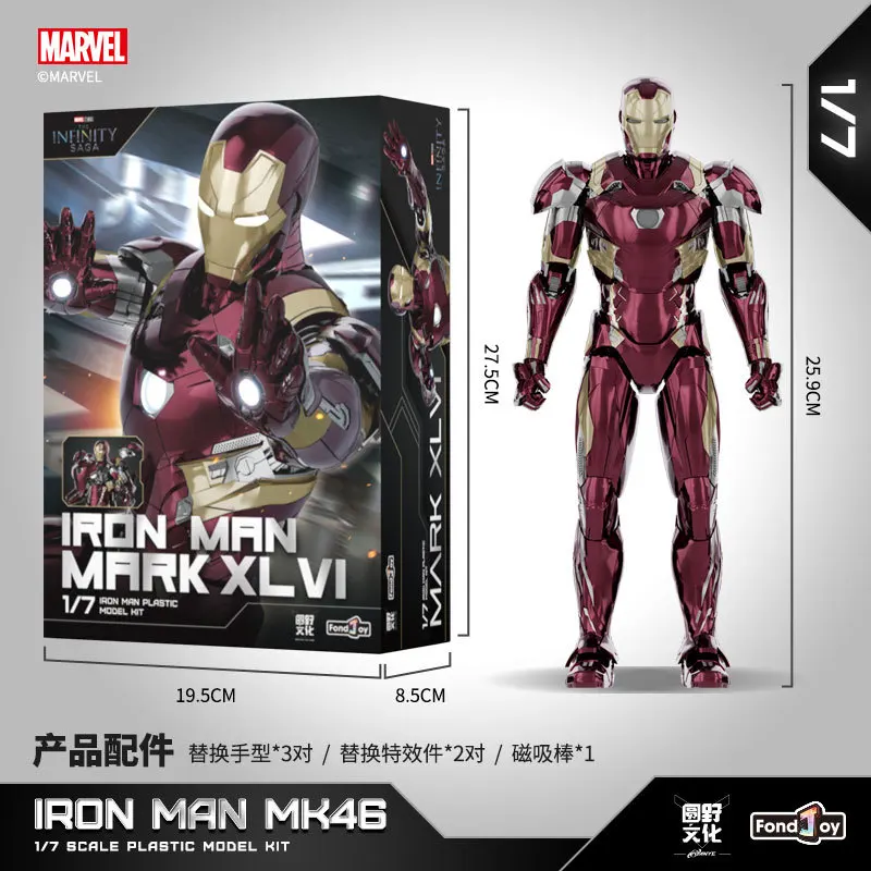 Fondjoy – figurines d'action Marvel Iron Man Mk42, jouet assemblé et collecté, ornements, cadeaux d'anniversaire pour garçons