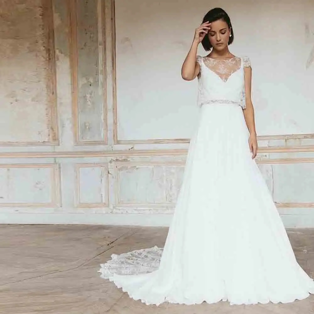 Customized Fancy Spaghetti Strap Wedding Dress with Jacket V Neck Backless vestido de novia Lace Sweep Train свадебное платье