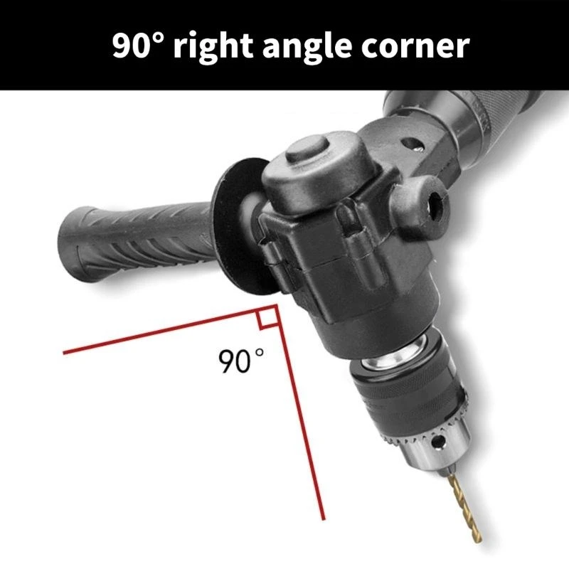 Portable 90 ° trois mâchoires Chuck Corner Impact Adaptateur Adaptateur droit des angles droits Extension pli