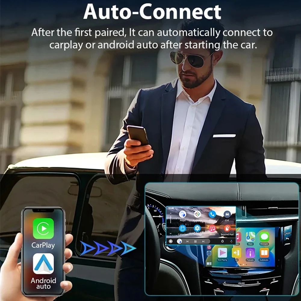 MRSVI 2-in-1 Kabelloser CarPlay-Adapter Kabelgebunden zu Kabellos Dongle für Apple & Android Auto Plug-and-Play Universelles Auto-Zubehör – Detail 11