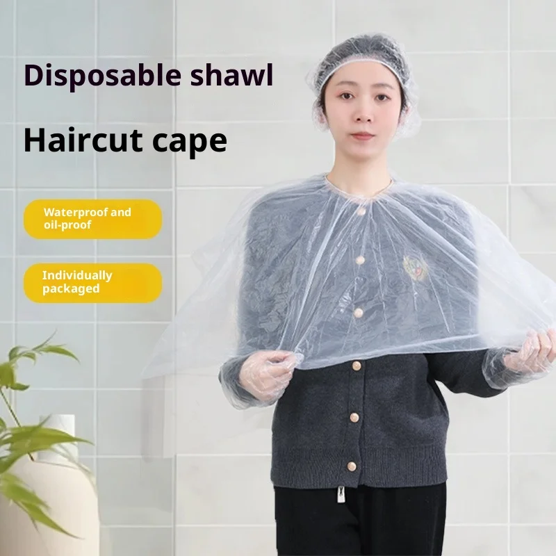 2Pcs Disposable Hairdressing Shawl Capes, Waterproof Salon Barber Cape for Perm Dyeing Hair, 100×100cm Oil Proof Hair Cutting