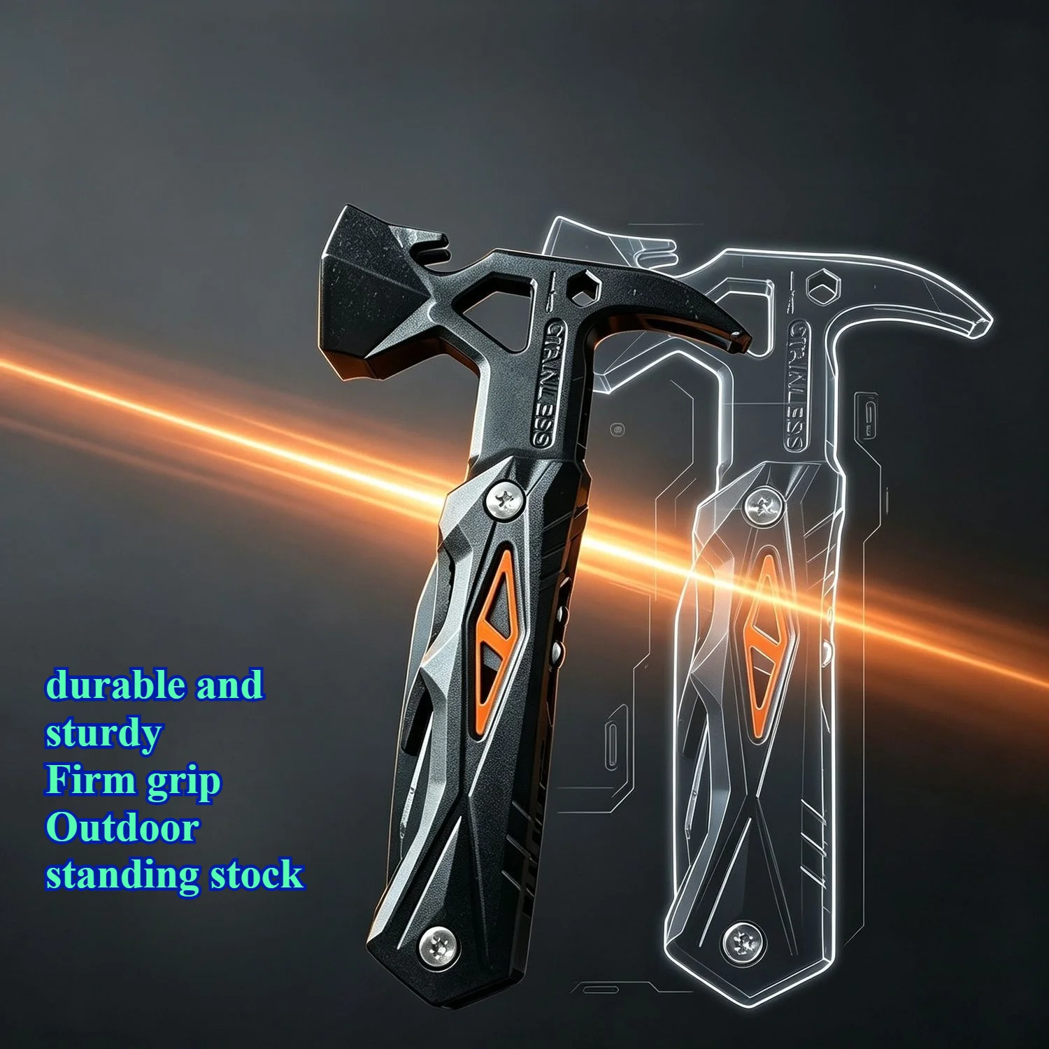 New multifunctional sheep horn hammer camping site nail hammer car emergency folding outdoor portable multi-purpose tool hammer