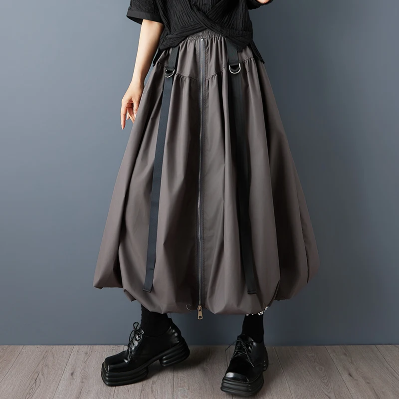 

Повседневная женская модная универсальная юбка-бутон с высокой талией, эффектом похудения, оборками, вставками на молнии и эластичной тканью