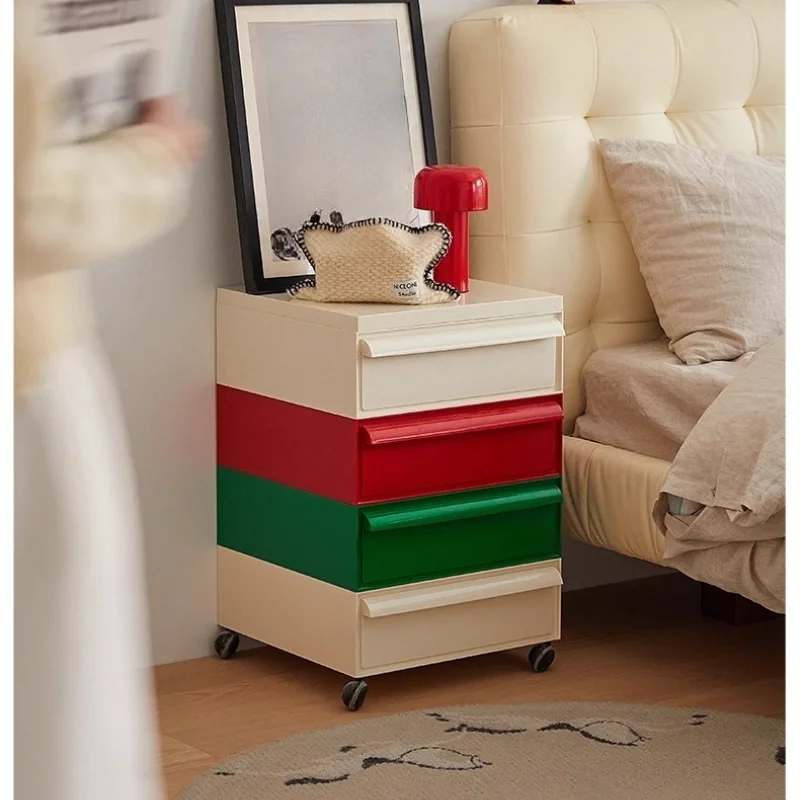 Nordic Retro 6-Color Storage Cabinet Multi-Layer Eco-Friendly ABS Smooth Universal Wheels Storage Helper for Bedroom Living Room