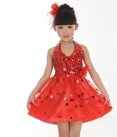 Envío gratis, vestido de baile latino para niños con lentejuelas, vestido de baile de escenario para niños, adecuado para 110cm-150cm de altura