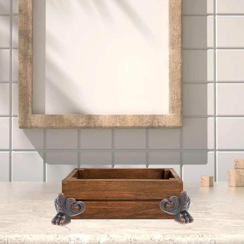 

6pcs Vintage Box Wood Box Legs Retro Metal Feet For Crafts Decorative Table Feet Small Metal Legs For Furniture Corner Bracket