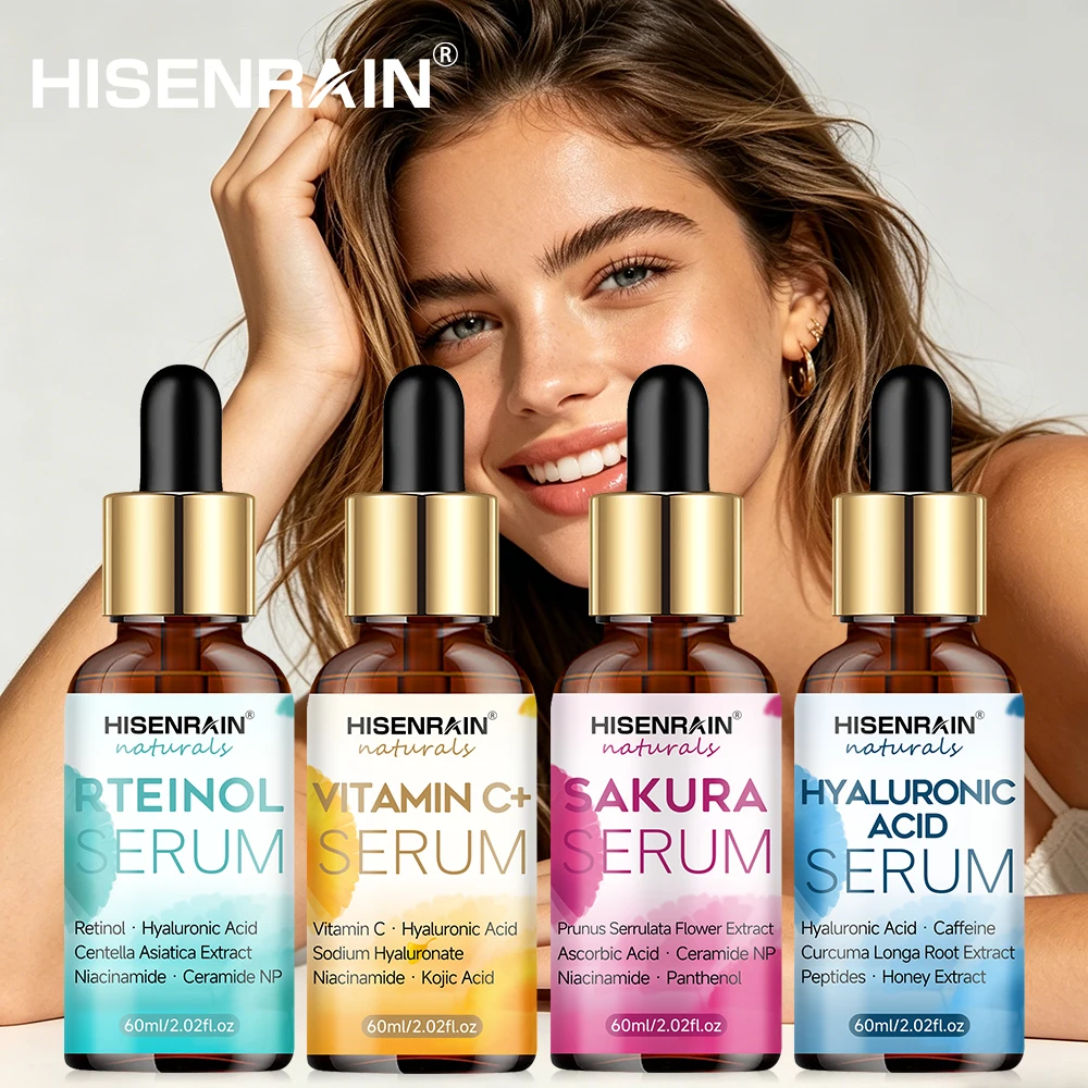 Conjunto de Sérum HISENRAIN com Retinol, Vitamina C, Ácido Hialurônico e Rosa - Kit de Cuidados com a Pele Anti-Envelhecimento, Iluminador e Hidratant