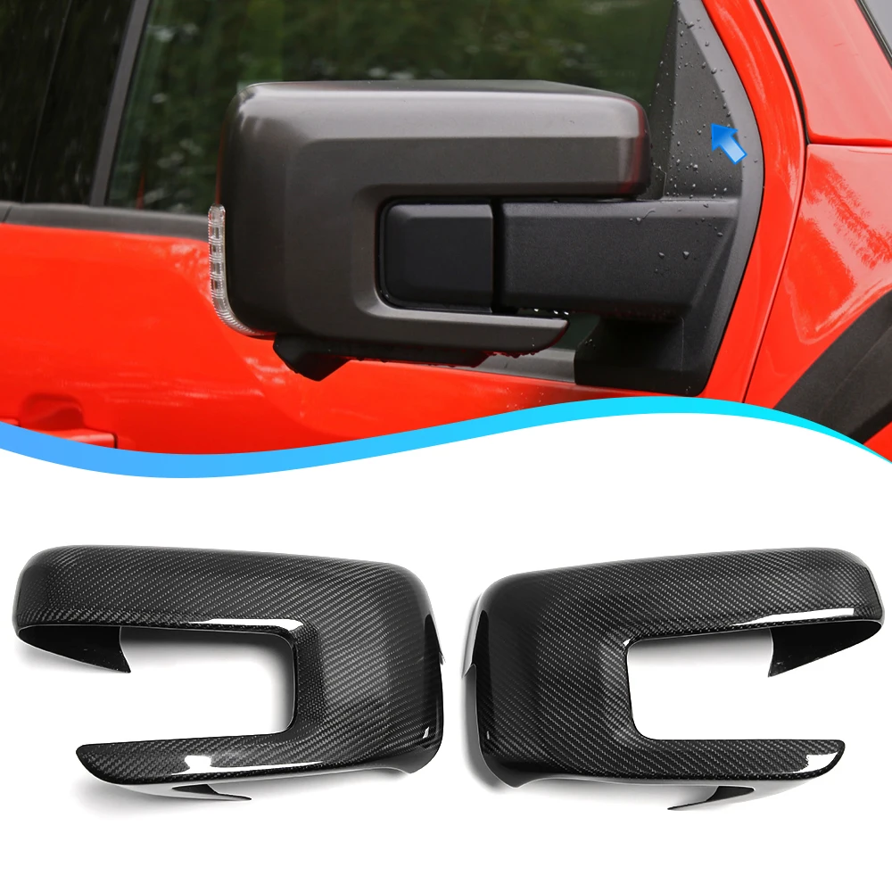 For Ford F-150 F150 F250 F350 Raptor Lariat Limited XLT 2021+ Car Rear Mirror Cover Real Carbon Fiber Exterior Accessories