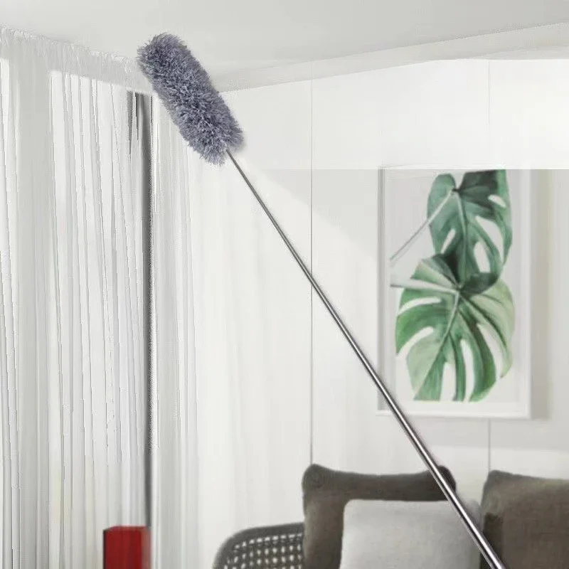 2.5 Meters Long Ultra-long Microfiber Retractable Dust Duster Dust Brush Cleaning Dust Sweeper Feather Duster Replaceable Head