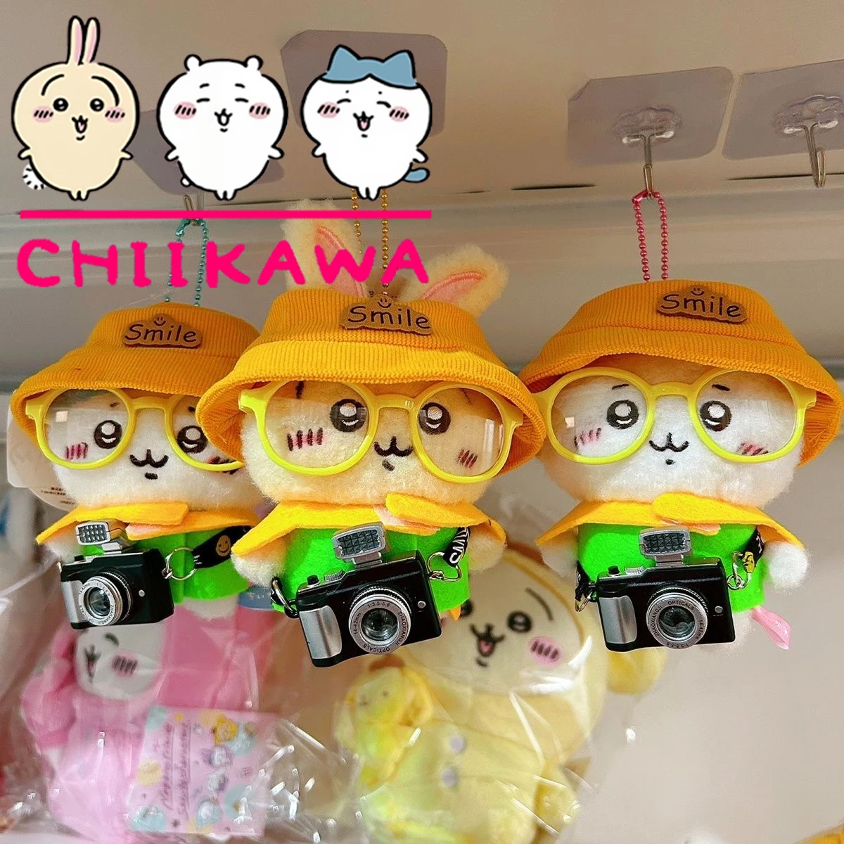 

НОВЫЙ MINISO Chiikawa маленькая желтая шляпа фотограф плюшевые куклы игрушки съемные милые Usagi Hachiware кукла кулон сумка для девочек кулон