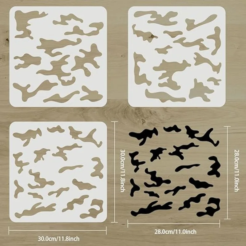 3 pcs Camo Stencil Kit 11.8x11.8inch Camo Stencils for Spray Paint Camouflage Pattern Stencils for Painting