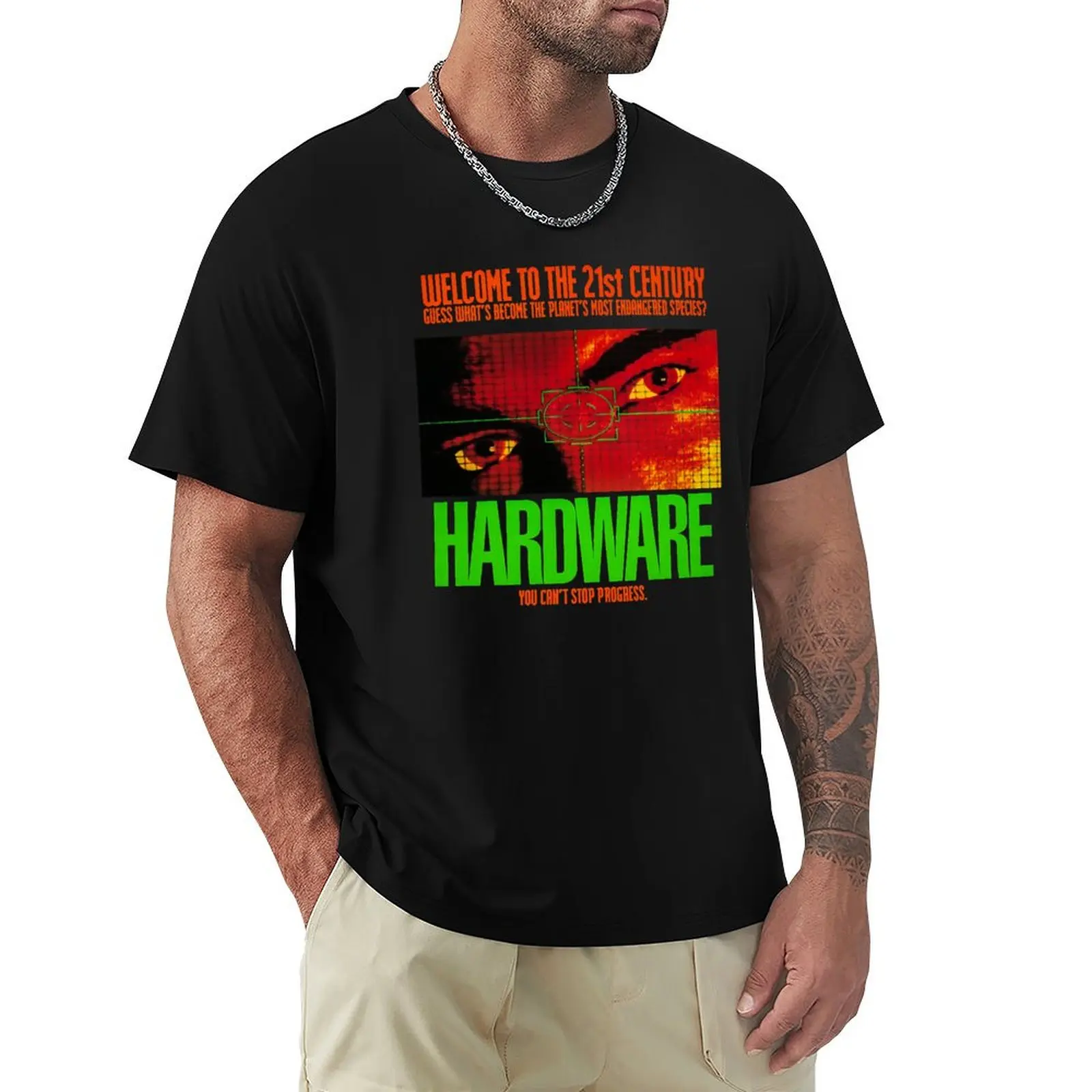Hardware Film Poster (1990) - Sci-fi cyborg movie T-Shirt Basic Solid Color Casual Tee Shirt