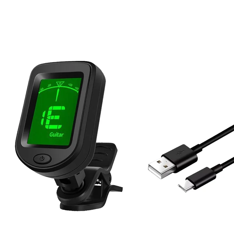 Clipe afinador de guitarra recarregável fstee em afinador eletrônico para guitarra baixo ukulele violino bandolim banjo para todos os instrumentos