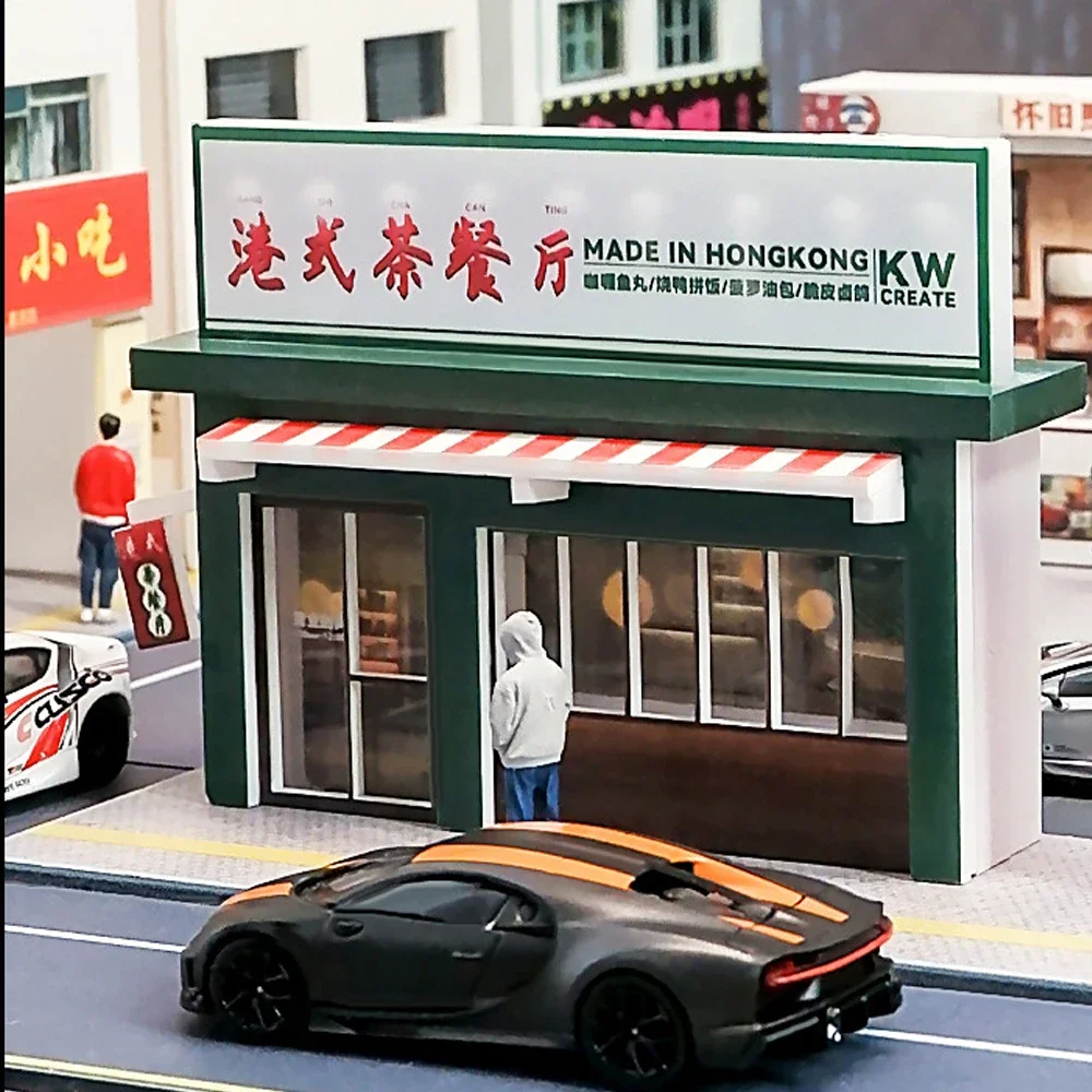 Diorama 1: 64 Miniature Simulation Urban Street View Style with Light Model Ornament Xmas gift for friends