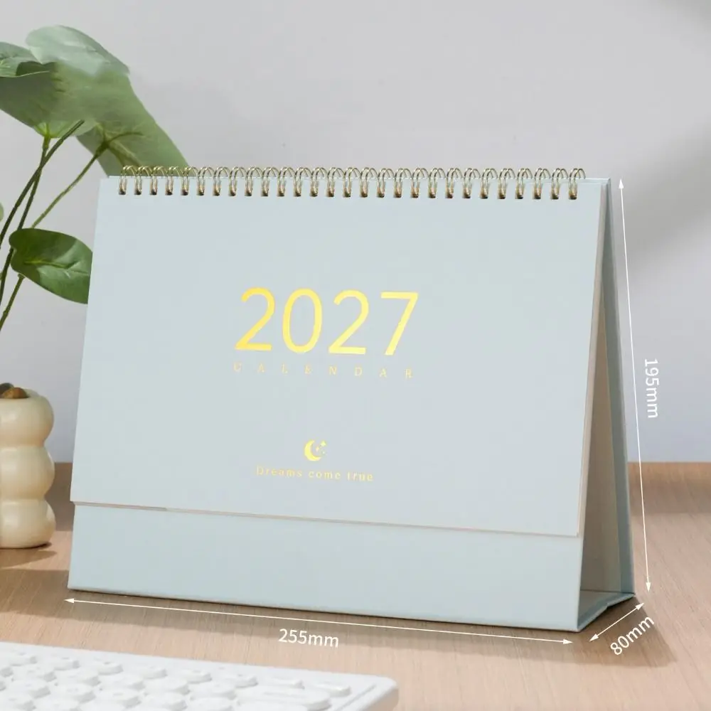 Paper 2027 Desk Calendar Spiral Binding Monthly View Monthly Planner Desktop Size Morandi Color Academic Planner