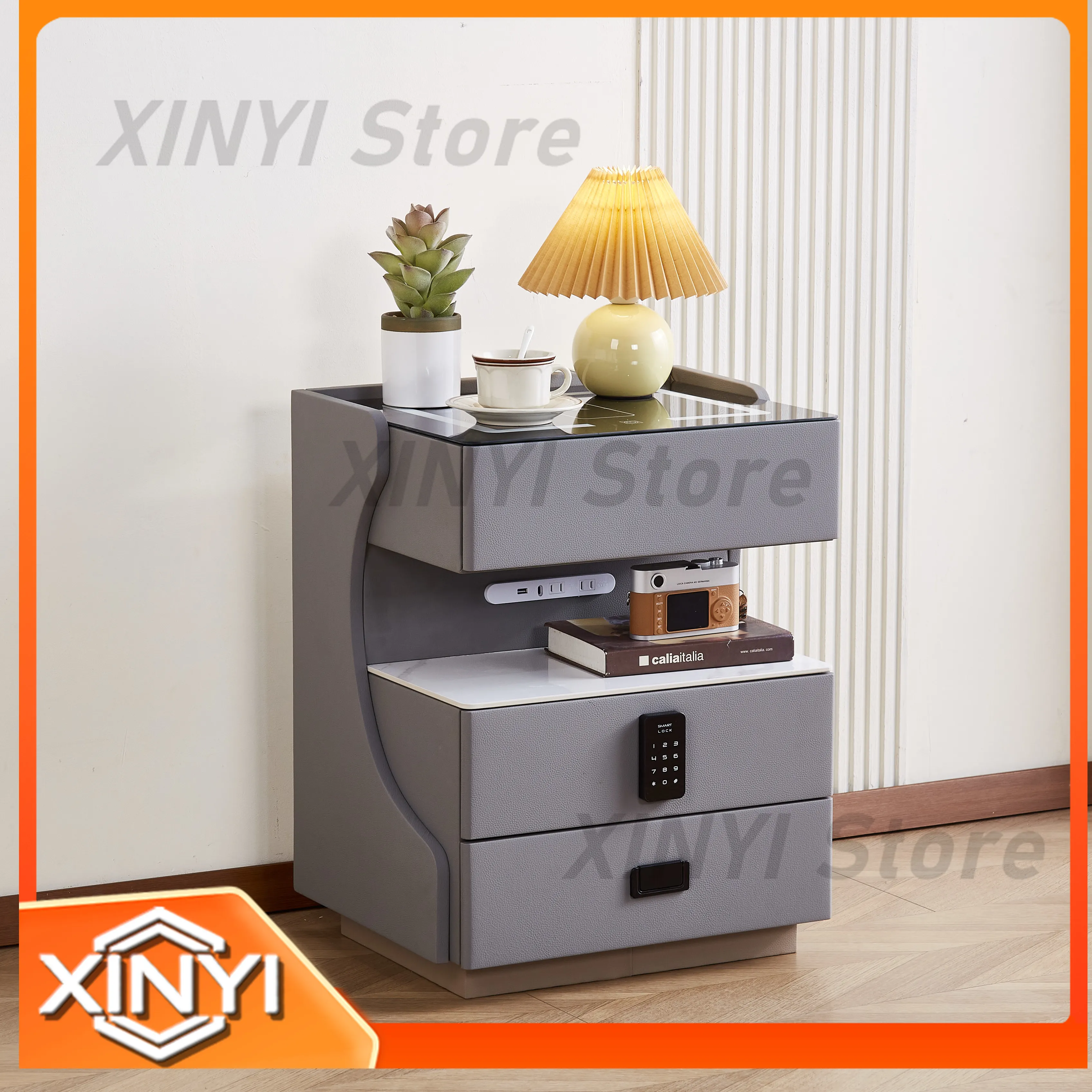 Multi-Functional Solid Wood Bedside Cabinet for Modern Simple Light Luxury Home Bedroom Storage – Smart Bedside Table