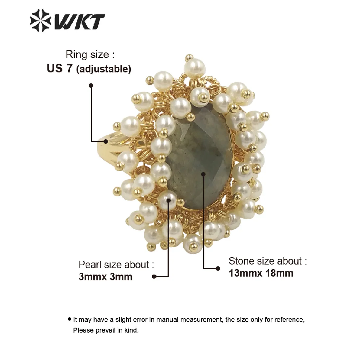 WT-MPR071 batu Natural Eropa & mutiara buatan cincin besar dapat disesuaikan untuk wanita pesta khusus ACC atau kencan dekorasi