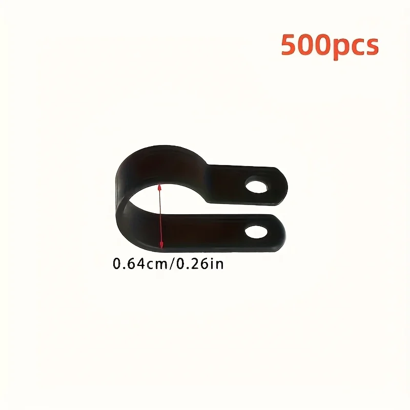 500PCS R-Type Nylon Cable Clamp Pipe Mounting Fix Wiring Hose Fasteners Durable Insulation Electrical Fittings High Quality