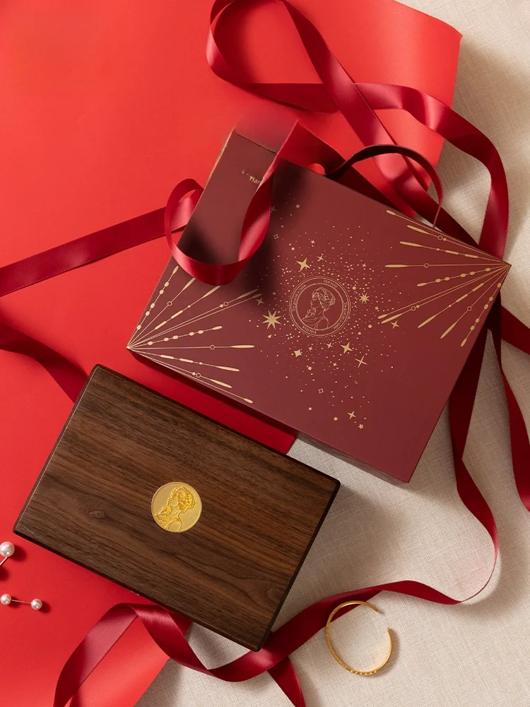 Pure  Wood Jewelry Box Engagement Birthday Gold Jewelry Storage Box Friend Gift Mother's Day Retro Chinese Style Lockable