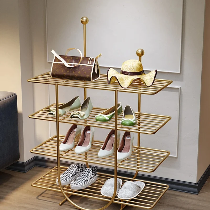 Nordic Iron Shoe Rack Multi-Tier Metal Shoe Organizer for Entryway Web Celebrity-Inspired Light Luxury Shoe Cabinet