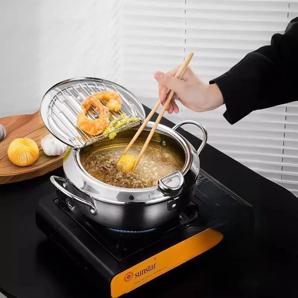 Tempura Deep Fryer, Multi-functional Household Energy-saving Fryer,mini Small Fryer, Dedicated Temperature-controlled Deep Fryer