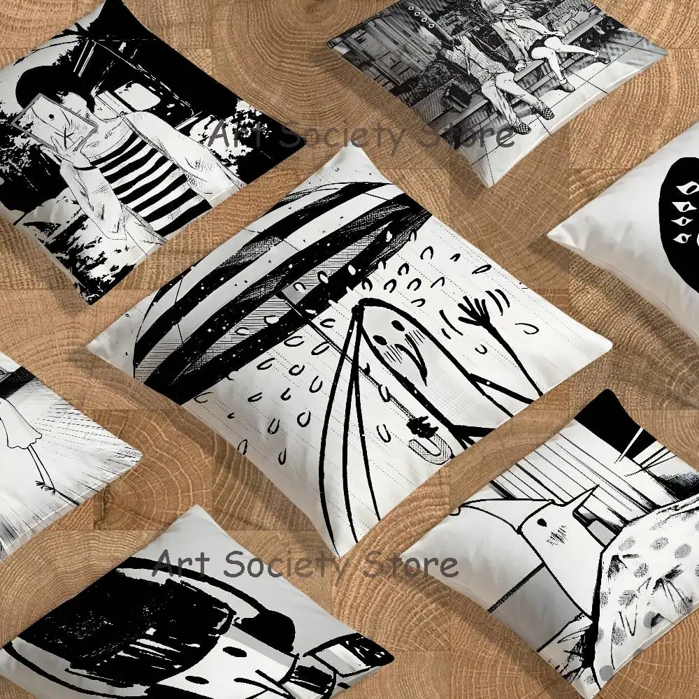Goodnight Oyasumi Punpun Pillow Case For Sofa Decor Car Office Room Printing Cushion Cover Decorations and Protector