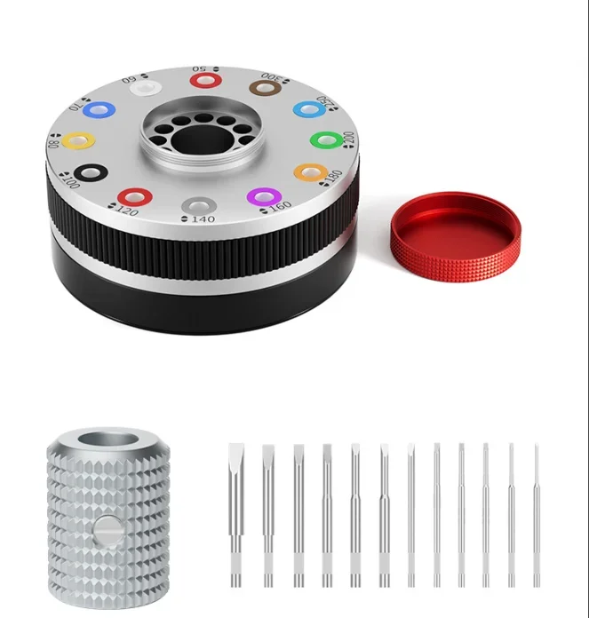 

High Quality 12PCS Screwdriver Set with Rotatable Base and Spare Blade for Watch Maintenance and Opening The Watch Cover