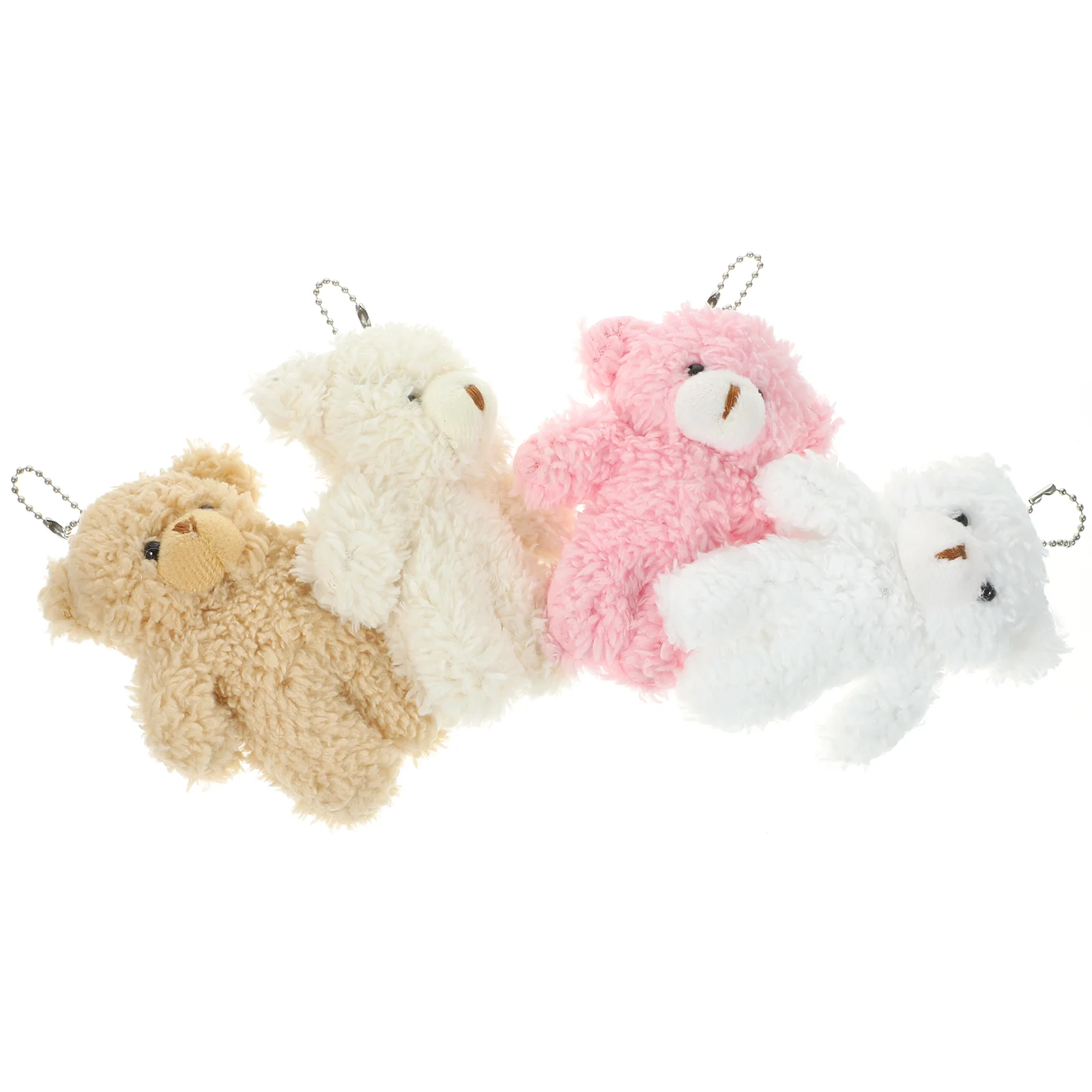 4 Pcs Plush Bear Keychain Mini Backpack Pendants Small Wallet Kids Keyring Aesthetic Cute Child Stuffed Animal