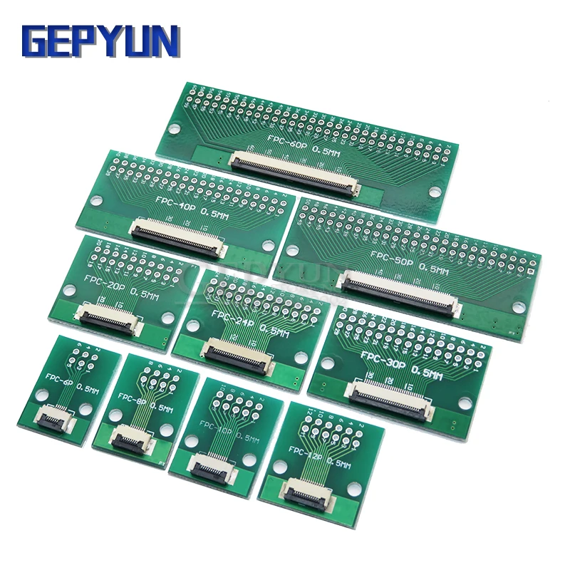 FPC FFC 0.5MM Pitch For cable transfer Conversion board DIY PCB board  6P/8P/10P/20P/30P/40P/60P Gepyun