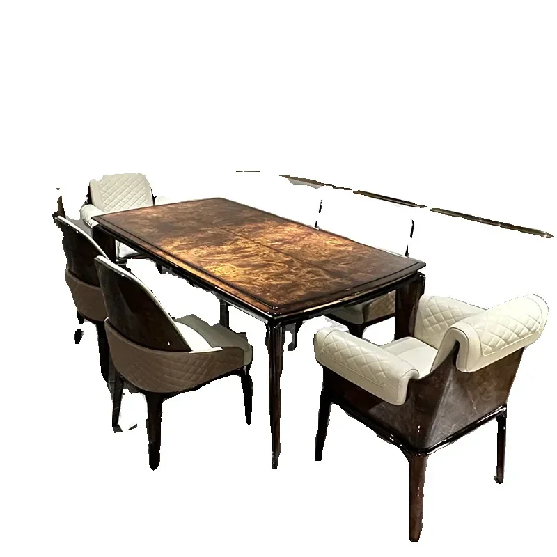 Light luxury solid wood dining table and chairs