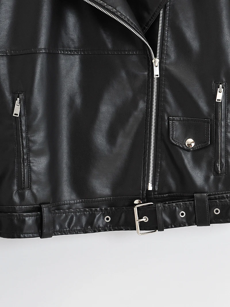 Blouson d'automne en similicuir Pu femme, décontracté, ample et souple, Punk, avec fermeture éclair et Rivet, vêtement d'extérieur pour moto