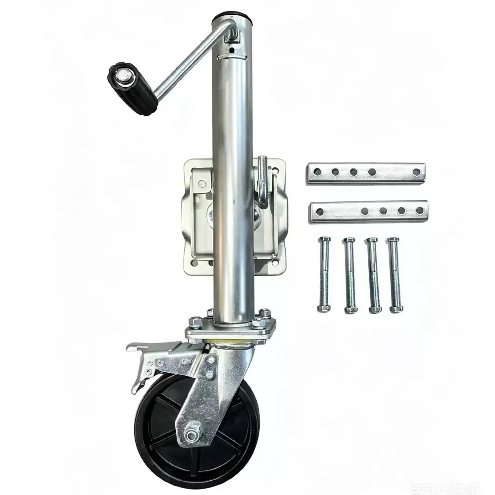 Boat trailers with steel jack bolts, wheels, and rotating brackets, suitable for RVs, camper vans, trailers, and horse-drawn