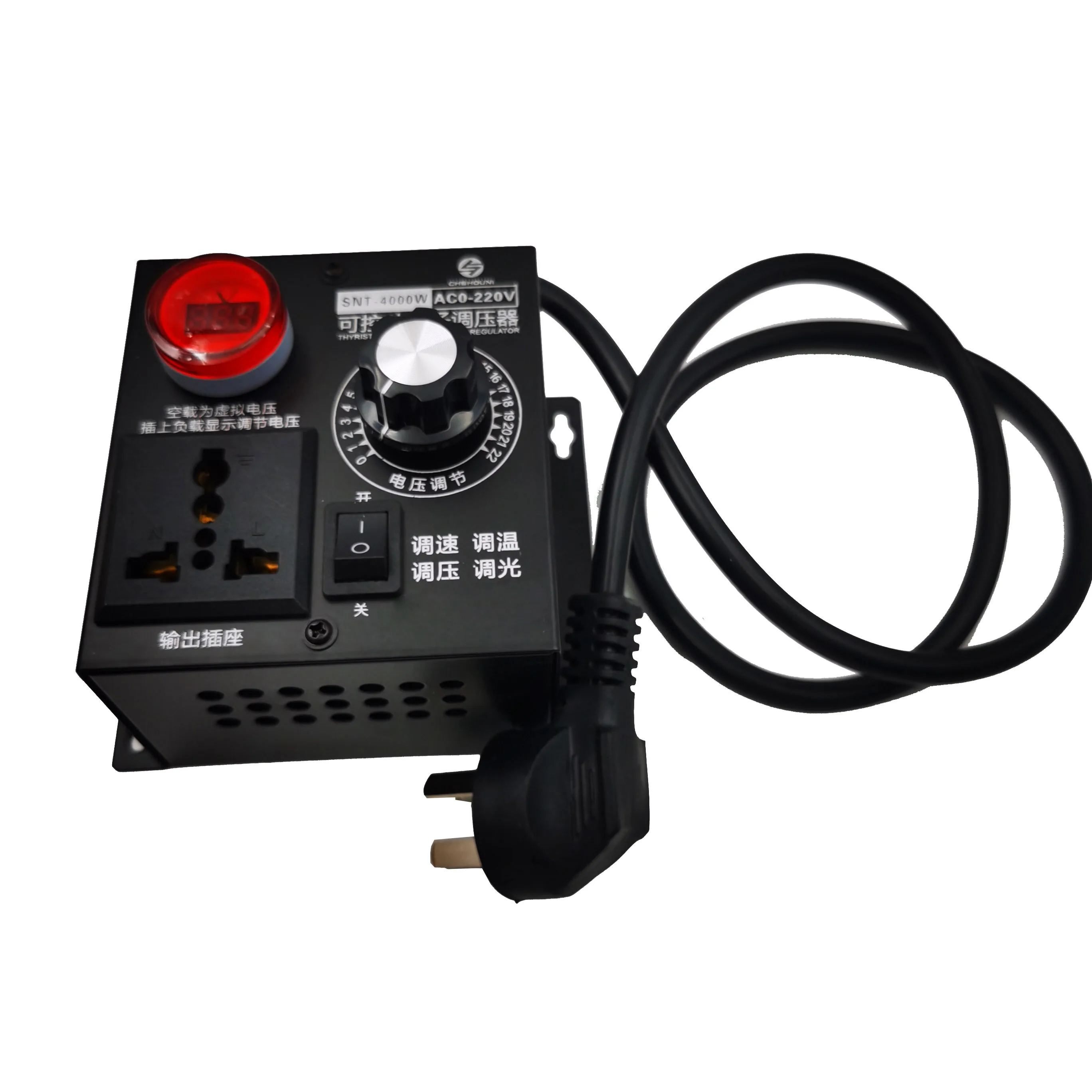 Imagem -02 - Controlador de Tensão Variável Compacto da C.a. 220v 4000w Regulador de Tensão Ajustável do Dimmer do Regulador de Tensão da Temperatura da Velocidade