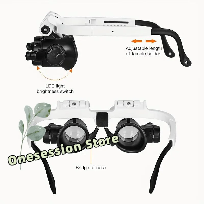 8X/15X/23X Headband Magnifier with LED Light, Jeweler Watchmaker Loupe for Reading & Precision Work