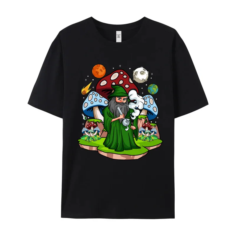 Funny Magic Mushroom Wizard Pot Birthday Christmas All Cotton Crew Neck Mens Tops Tees Tees Classic Short Sleeve T Shirt