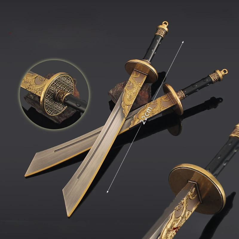 22cm/8.66in onde ventos conhecem armas de espada antiga sem concurso faca dupla modelo liga brinquedo espada decoração coleção metal menino