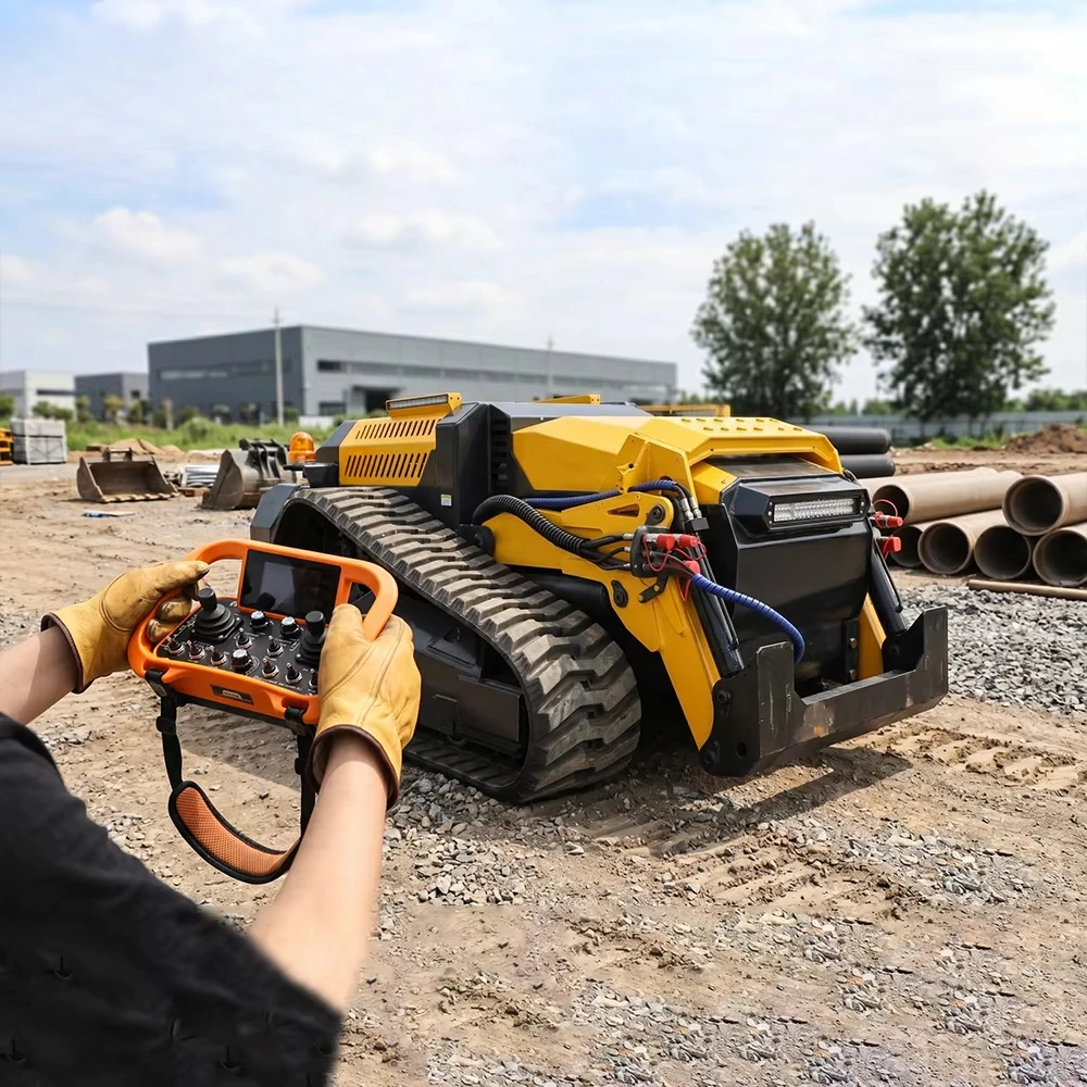 Professional 75HP 4WD Slope Mower Crawler Mulching Robot 22 Cutting Width 120 min Battery Life for Forest Fire Prevention Land