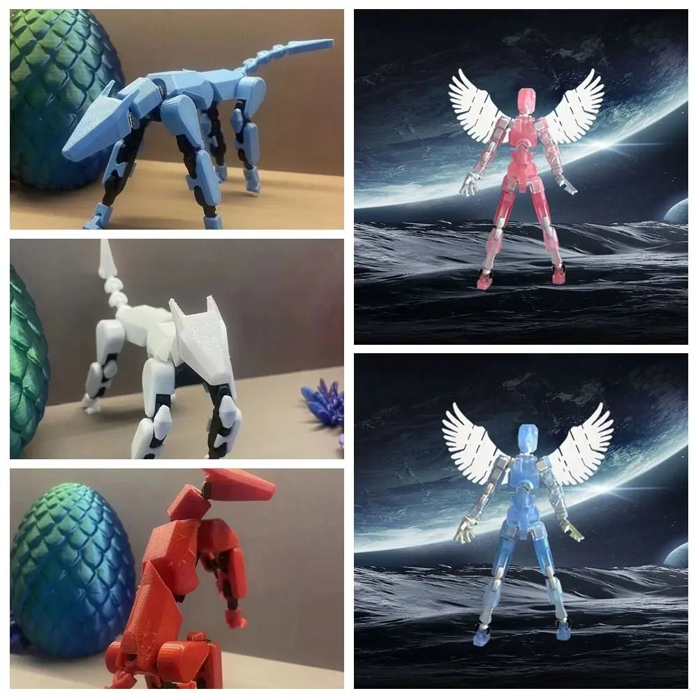 

Night Glow Movable Robot Wing Multi-Jointed 3D Printed Mannequin Action Figure Model Doll Shapeshift Robot Kids Adults