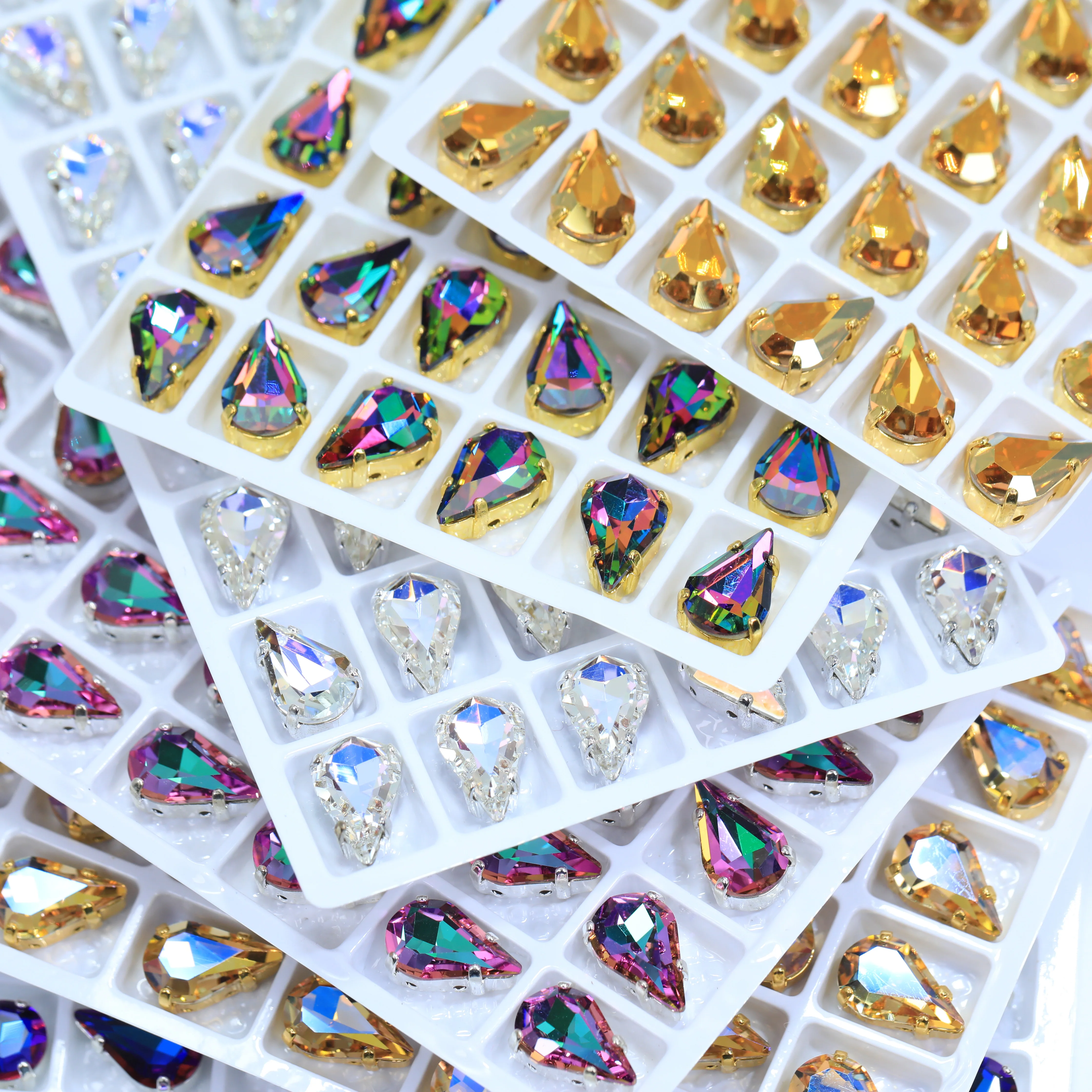 Dünne Krallenfassung Strasssteine Hochwertige Spitzsteine zum Aufnähen für Hochzeitskleider, Tanzkleidung, Schuhe, Taschen, Dekoration, DIY-Basteln – Detail 4