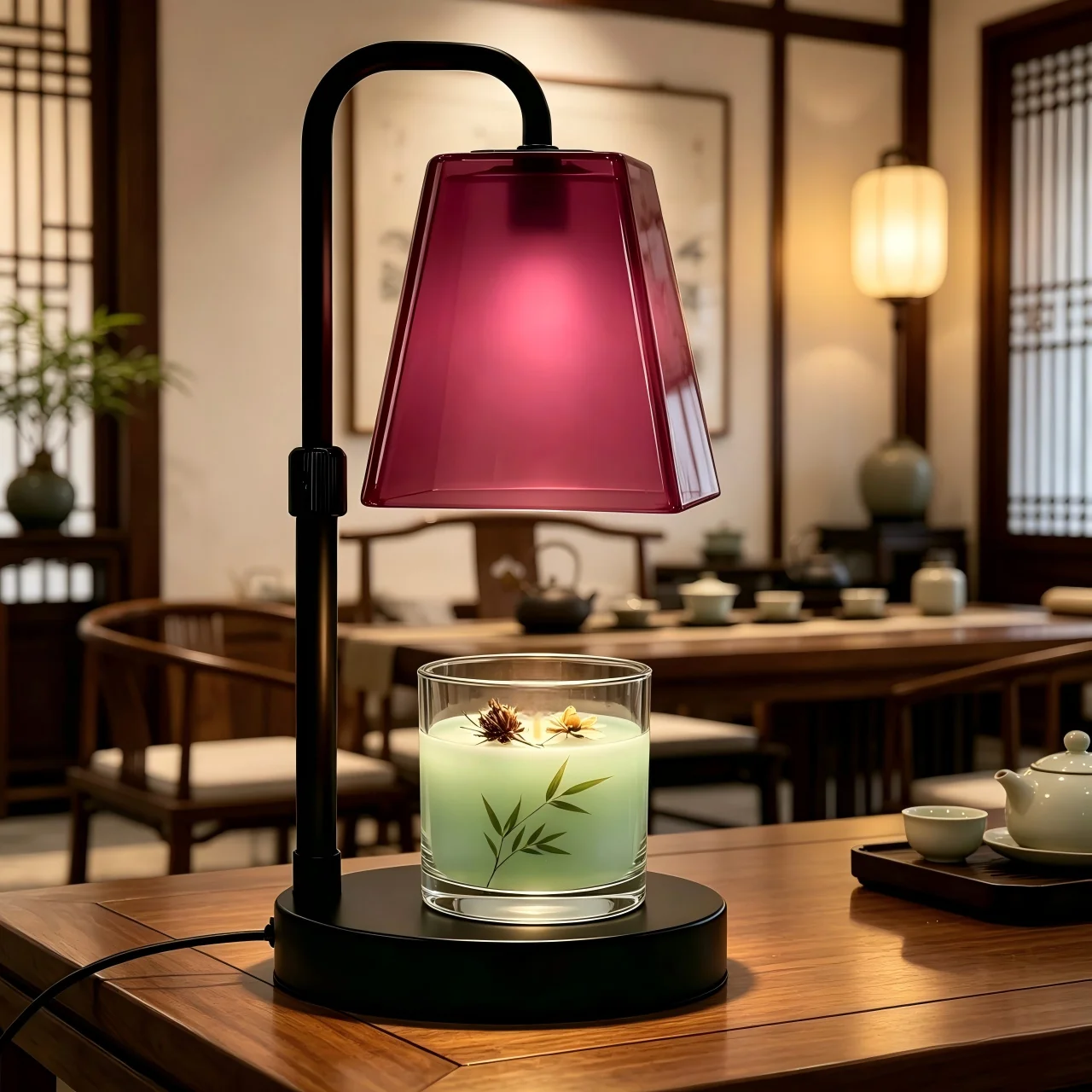 ローズレッドガラスキャンドルウォーマーランプ、4ボタンタイマ - Home Fragrance No 4 のレビューと価格