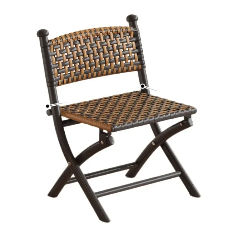 

Balcony folding chair household leisure rattan plastic backrest stall small single outdoor Mazar stool